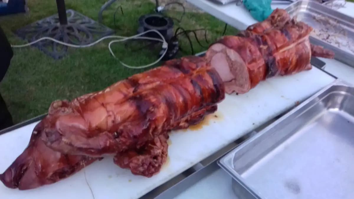Cochon grillé entier prêt à servir